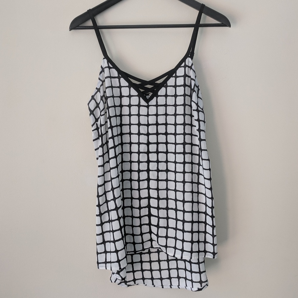 Checked High/Low tank with Chest Detail